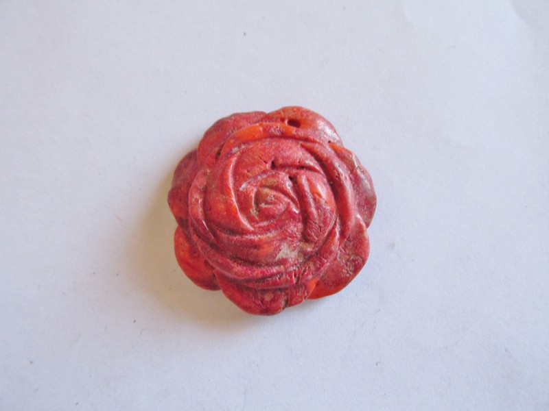 (image for) Bamboo Coral Rose pendant Bead #FL56